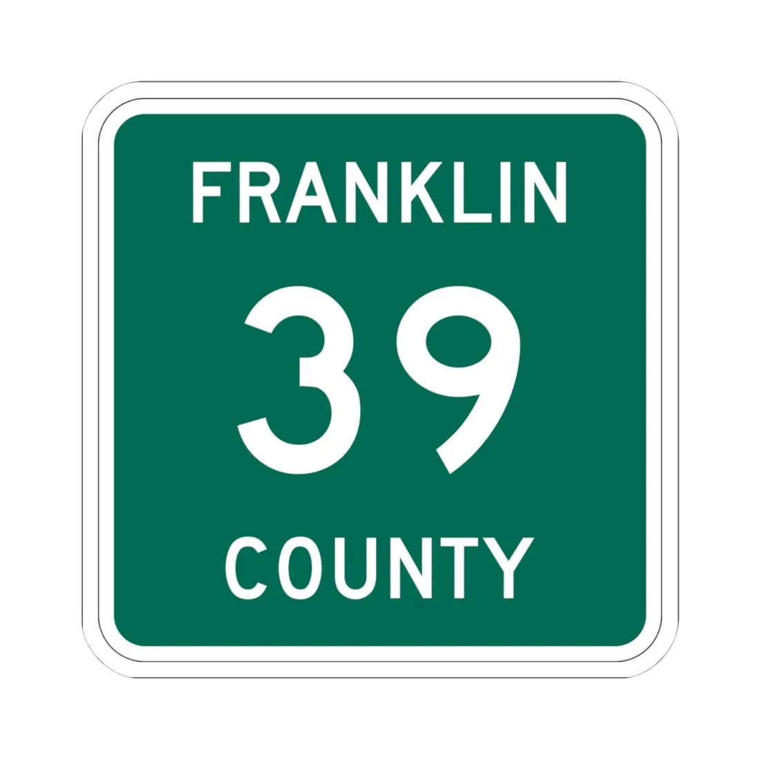Franklin County 39 NY (New York) (Road Sign) STICKER Vinyl Kiss-Cut Decal 4 Inch White - The Sticker Space