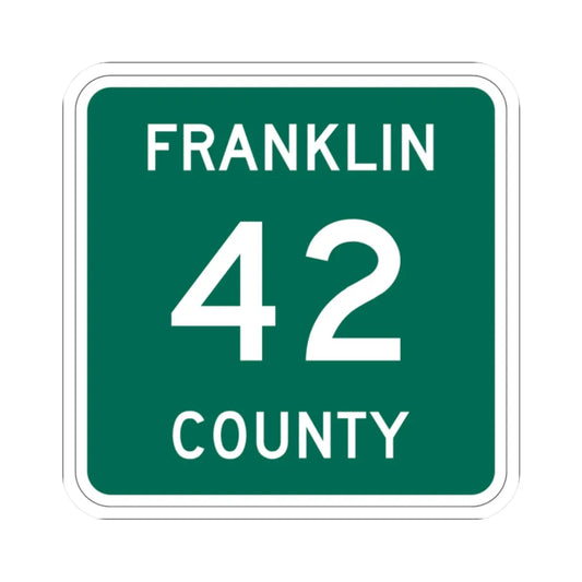 Franklin County 42 NY (New York) (Road Sign) STICKER Vinyl Kiss-Cut Decal 2 Inch White - The Sticker Space