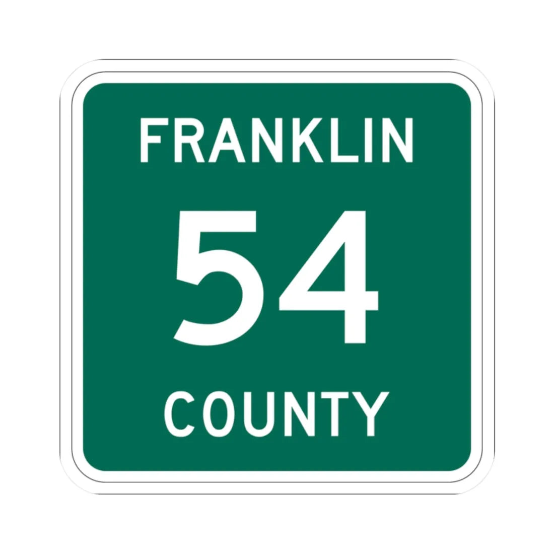 Franklin County 54 NY (New York) (Road Sign) STICKER Vinyl Kiss-Cut Decal 2 Inch White - The Sticker Space