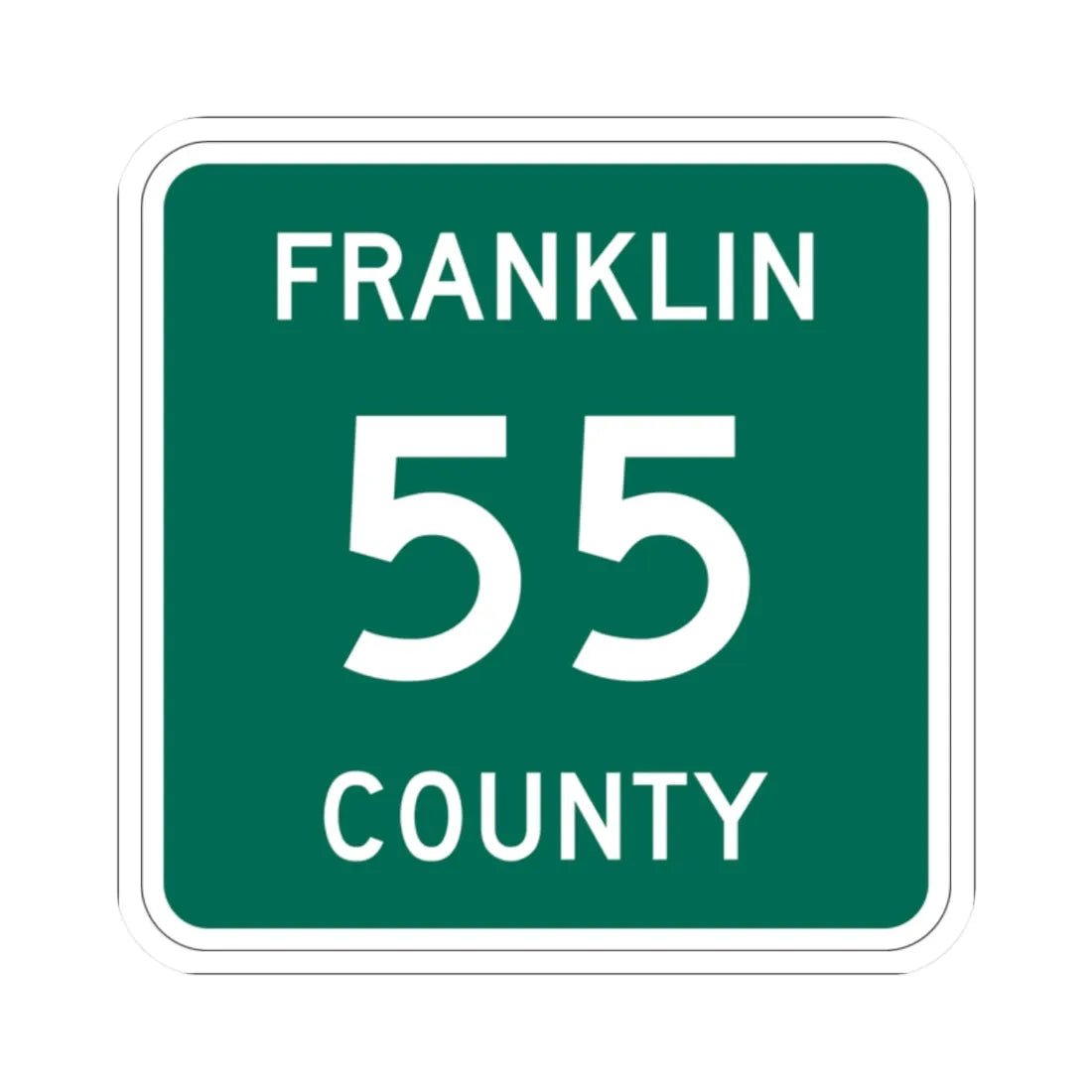 Franklin County 55 NY (New York) (Road Sign) STICKER Vinyl Kiss-Cut Decal 2 Inch White - The Sticker Space