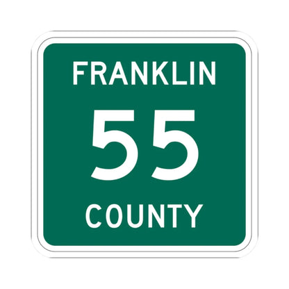 Franklin County 55 NY (New York) (Road Sign) STICKER Vinyl Kiss-Cut Decal 2 Inch White - The Sticker Space