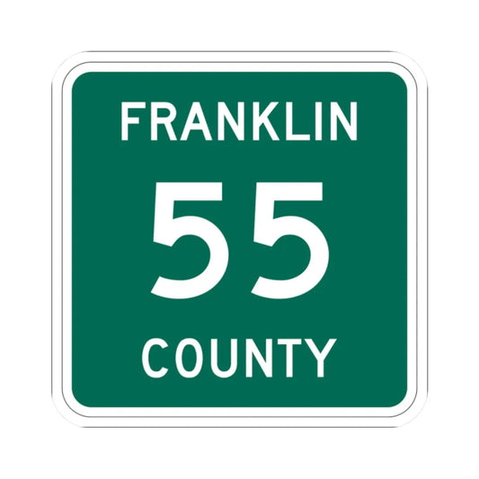 Franklin County 55 NY (New York) (Road Sign) STICKER Vinyl Kiss-Cut Decal 2 Inch White - The Sticker Space