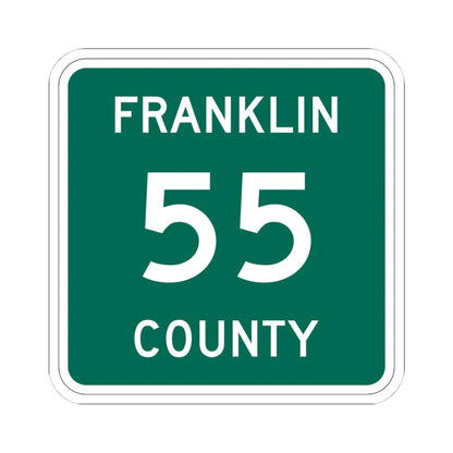 Franklin County 55 NY (New York) (Road Sign) STICKER Vinyl Kiss-Cut Decal 4 Inch White - The Sticker Space