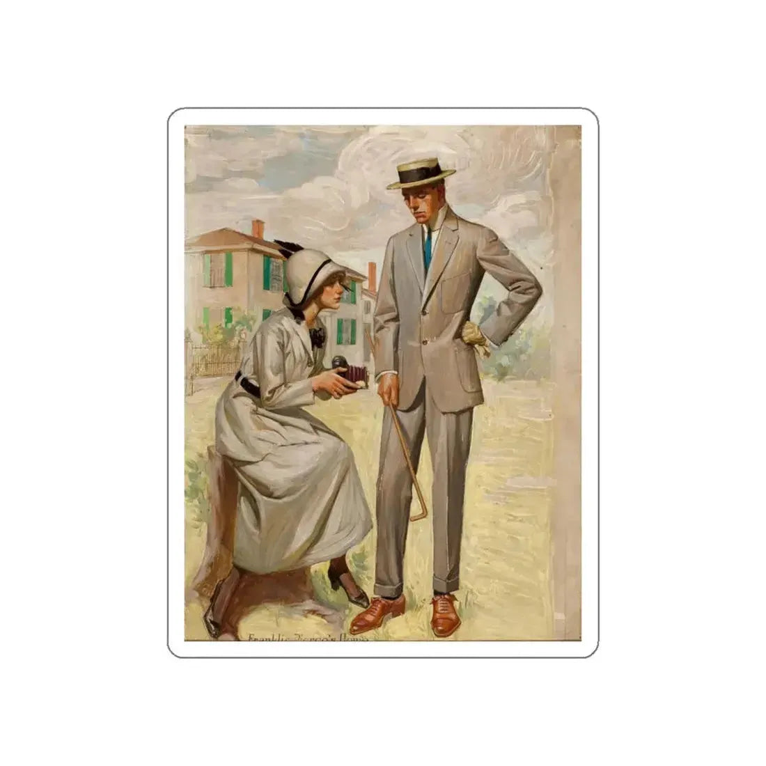 Franklin Pierce's Home (Magazine Illustration) STICKER Vinyl Die-Cut Decal White Die-Cut 4 Inch - The Sticker Space