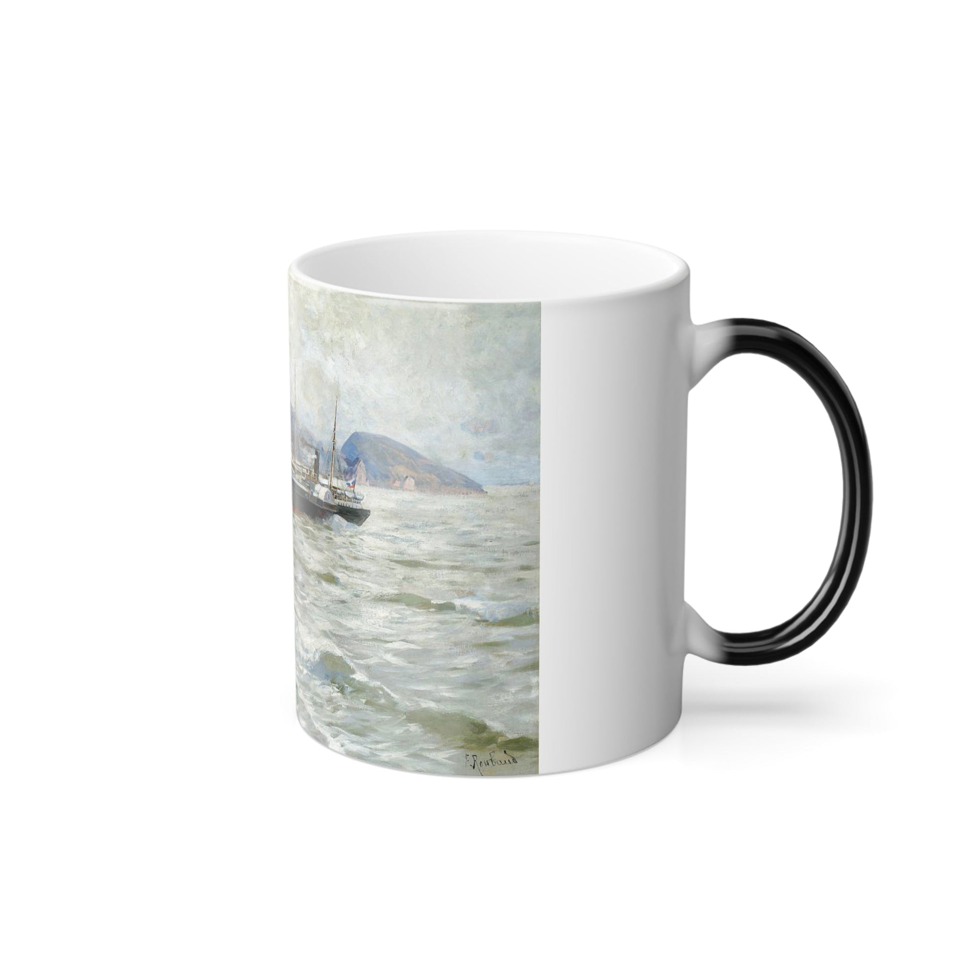 Franz Roubaud (1856-1928) A Steamboat on the Black Sea - Color Changing Mug 11oz-11oz-The Sticker Space