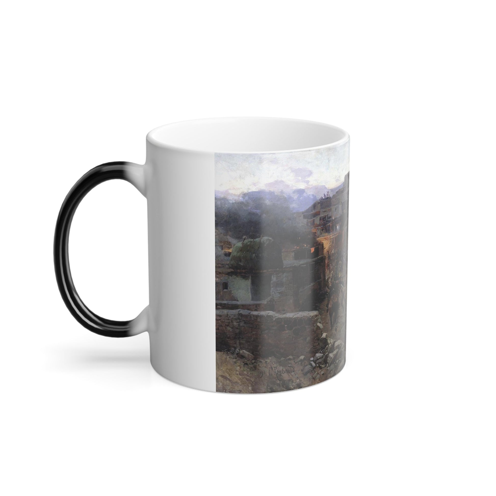 Franz Roubaud (1856-1928) Assault on Gimry (Murid War) - Oil on Canvas 1891 - Color Changing Mug 11oz-11oz-The Sticker Space