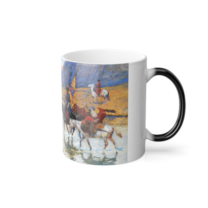 Franz Roubaud (1856-1928) Circassians Crossing a River at Sunset - Color Changing Mug 11oz-11oz-The Sticker Space