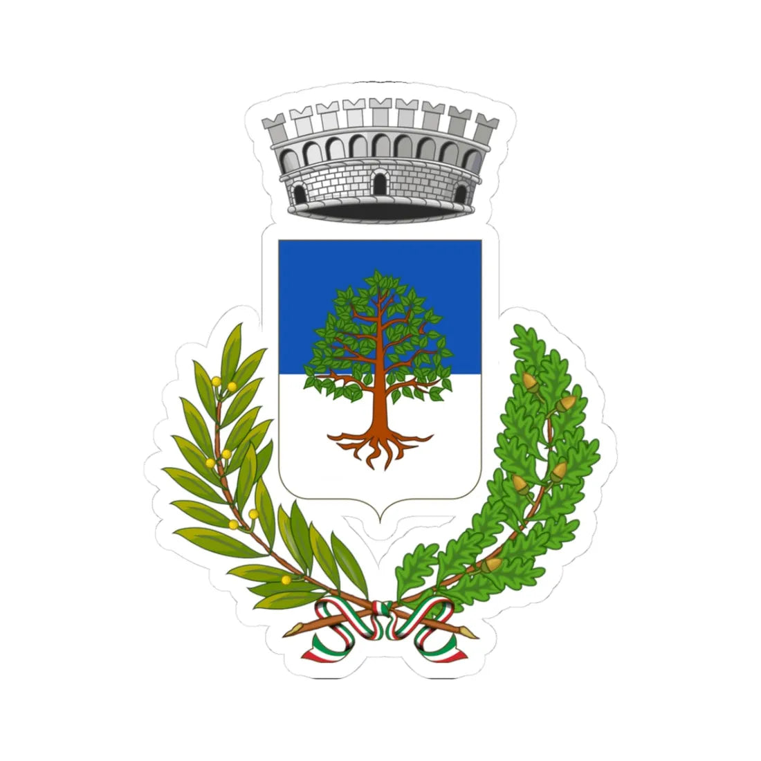 Frassino Italia-Stemma (Italy) (Coat of Arms) STICKER Vinyl Kiss-Cut Decal 3 Inch White - The Sticker Space