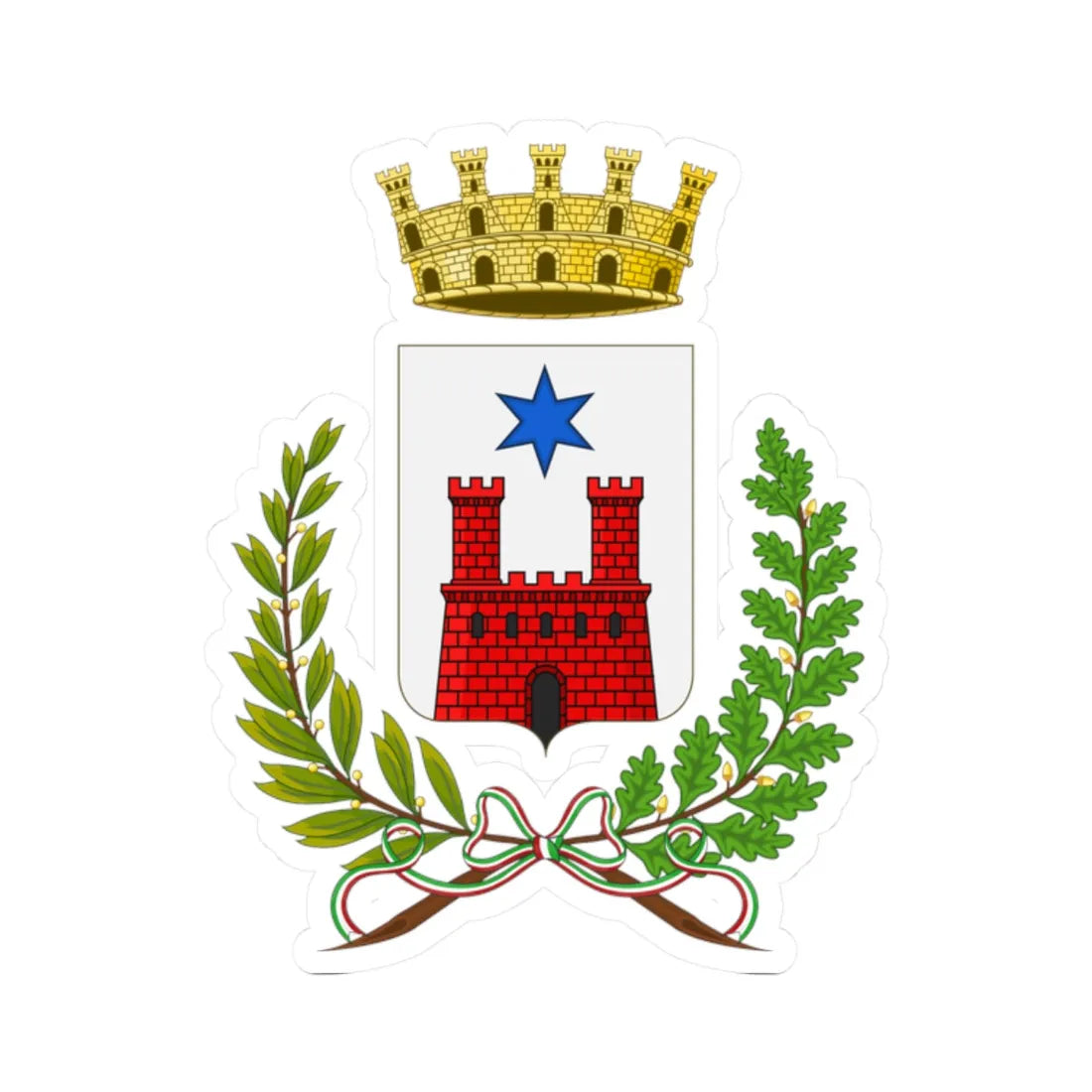 Fratta Polesine-Stemma (Italy) (Coat of Arms) STICKER Vinyl Kiss-Cut Decal 2 Inch White - The Sticker Space