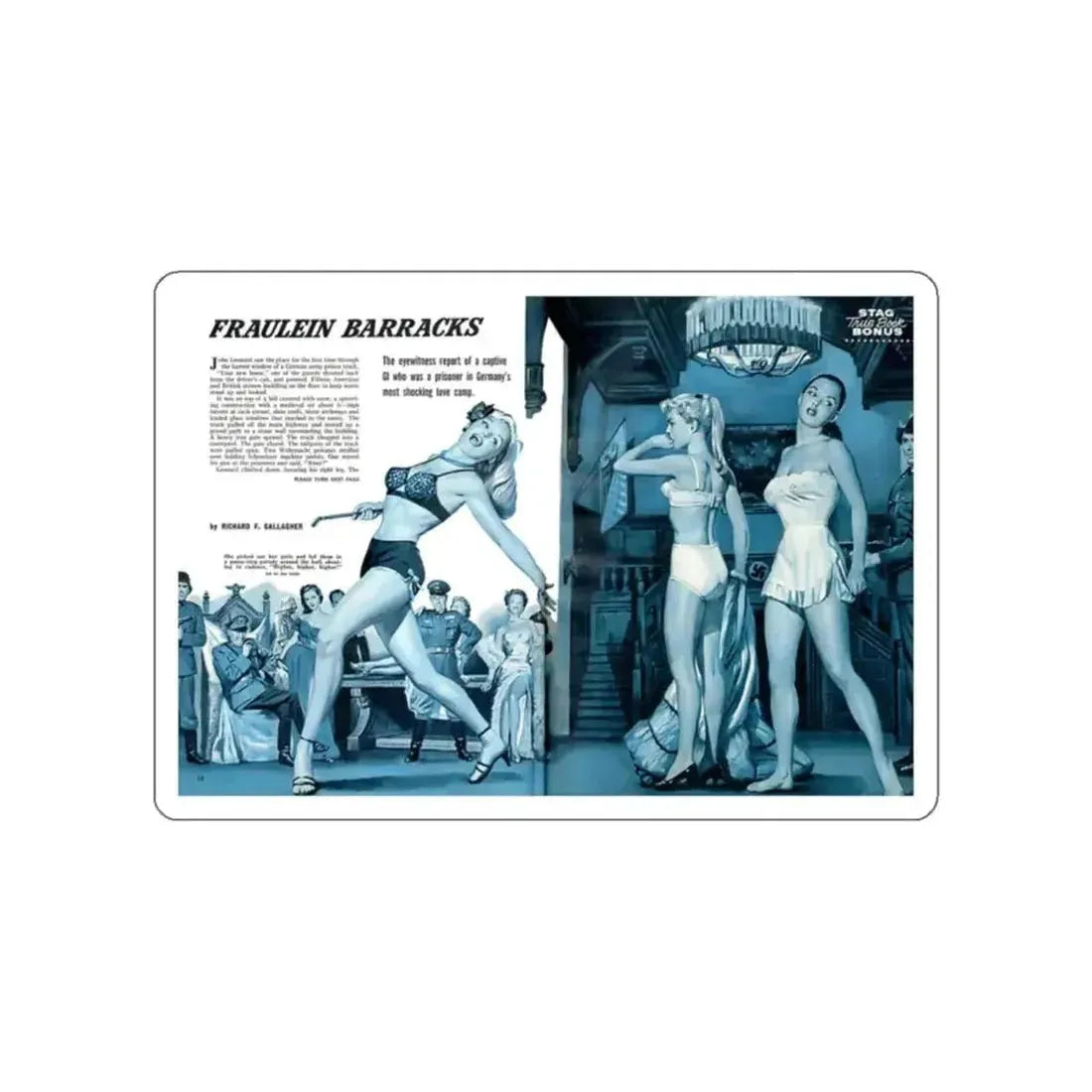 Fraulein Barracks, Stag magazine (Magazine Illustration) STICKER Vinyl Die-Cut Decal - The Sticker Space
