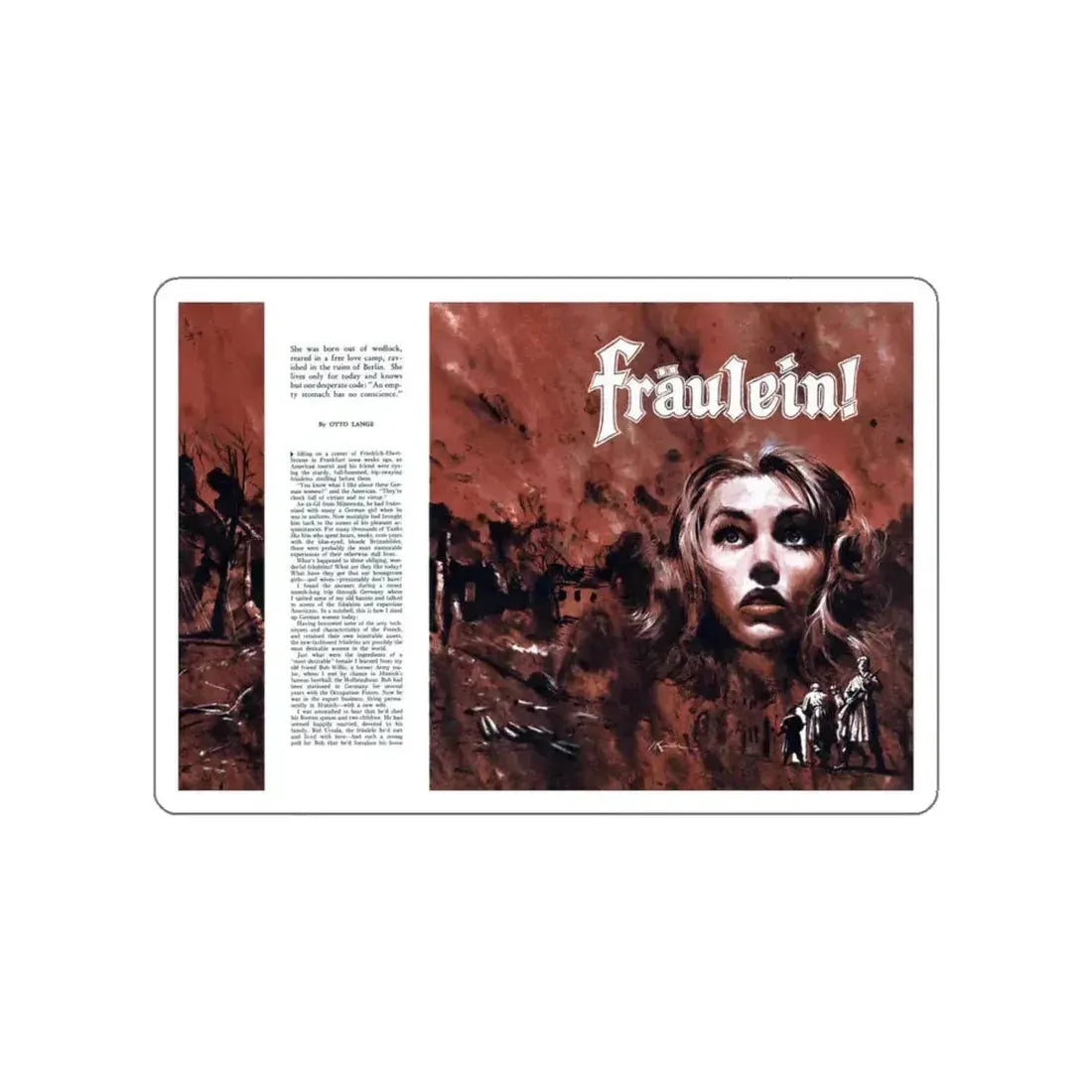Fraulein!, Male magazine, September 1956 (Magazine Illustration) STICKER Vinyl Die-Cut Decal White Die-Cut 6 Inch - The Sticker Space