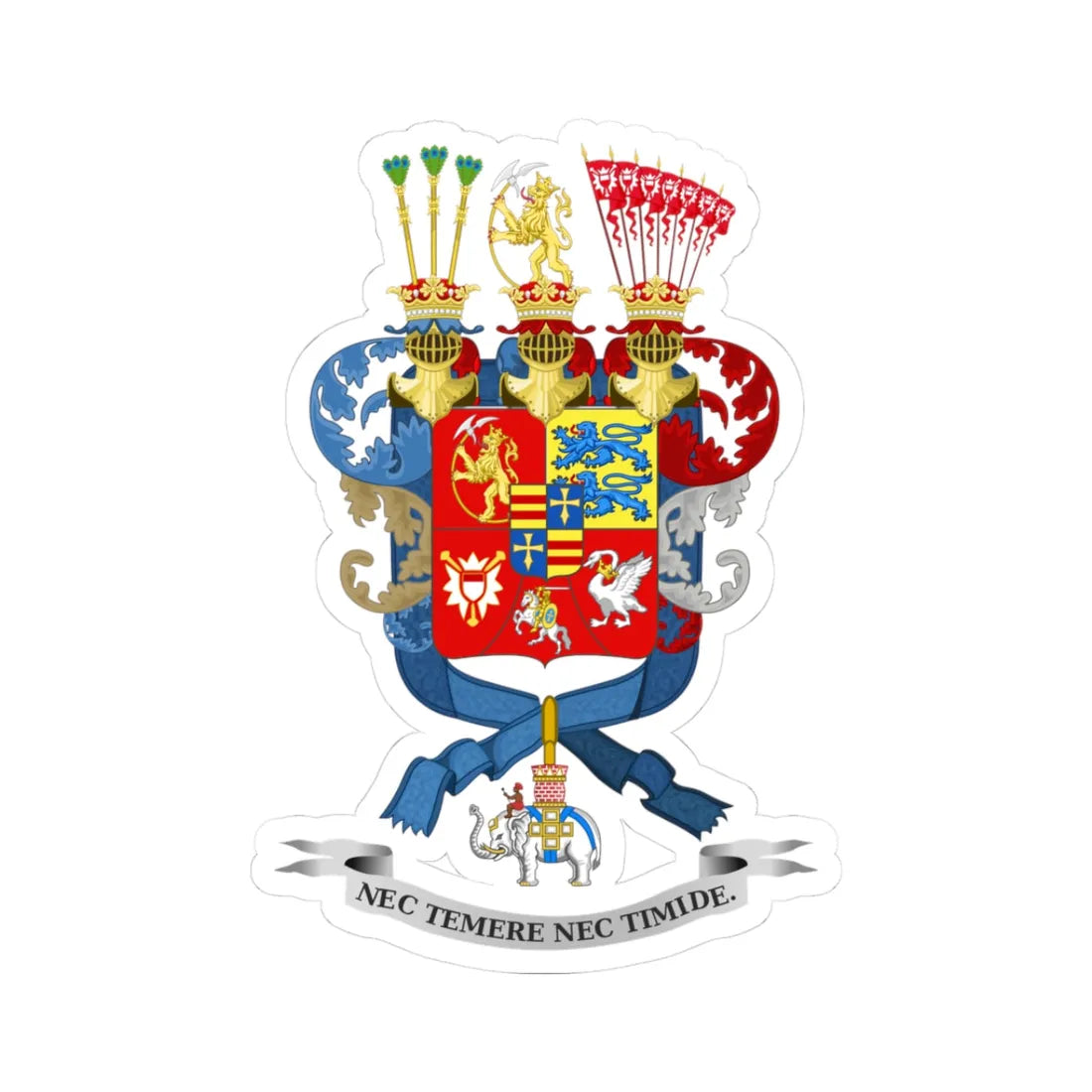 Frédéric Christian Auguste de Schleswig-Holstein-Sonderbourg-Augustenbourg (Denmark) (Coat of Arms) STICKER Vinyl Kiss-Cut Decal 3 Inch White - The Sticker Space