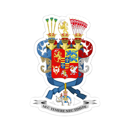 Frédéric Christian Auguste de Schleswig-Holstein-Sonderbourg-Augustenbourg (Denmark) (Coat of Arms) STICKER Vinyl Kiss-Cut Decal 6 Inch White - The Sticker Space