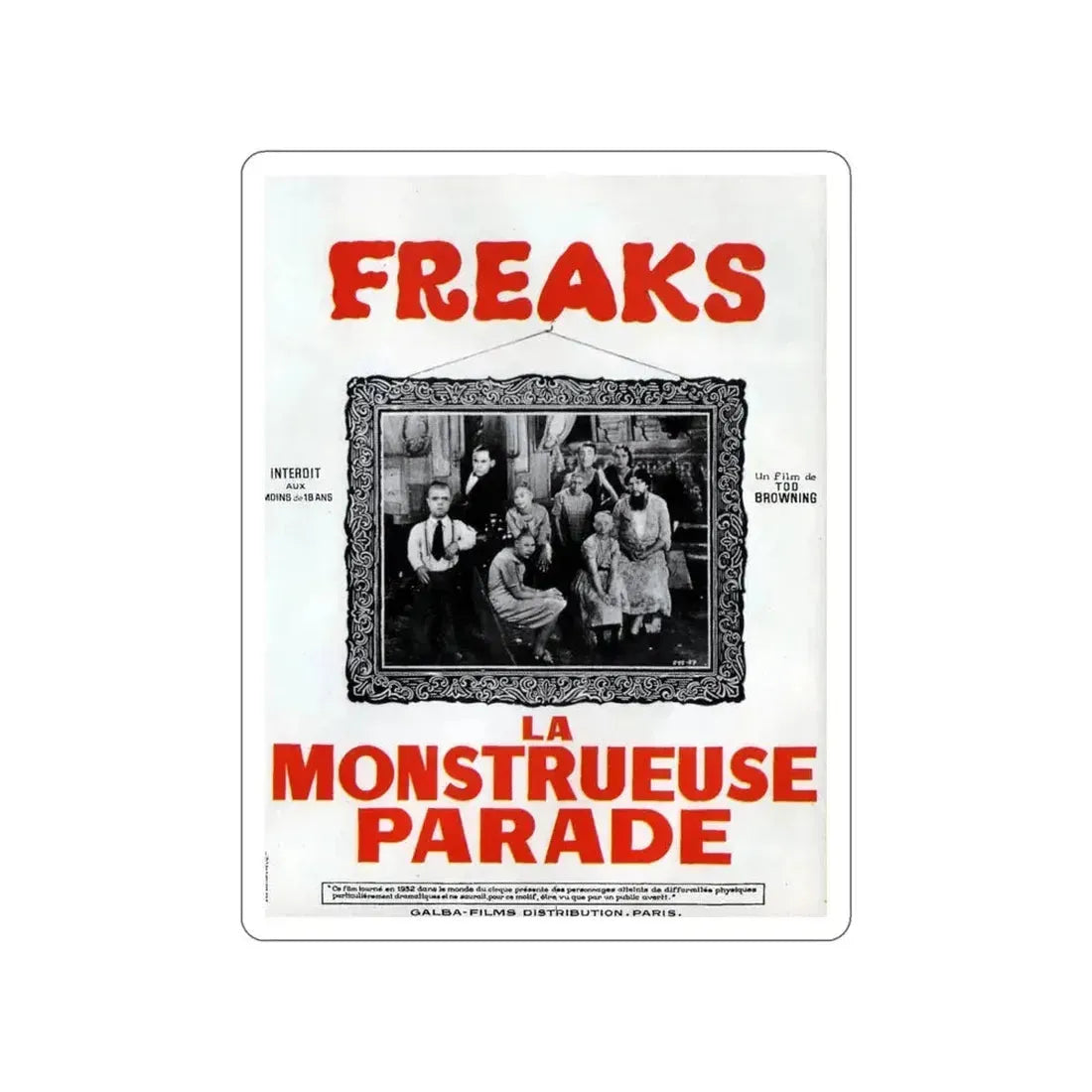 FREAKS (FRENCH) 1932 Movie Poster STICKER Vinyl Die-Cut Decal 6 Inch - The Sticker Space