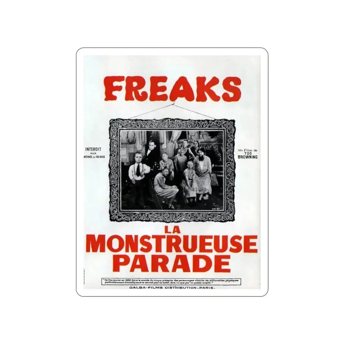 FREAKS (FRENCH) 1932 Movie Poster STICKER Vinyl Die-Cut Decal - The Sticker Space
