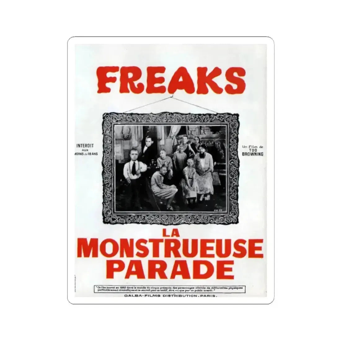 FREAKS (FRENCH) 1932 Movie Poster - STICKER Vinyl Kiss-Cut Decal 2 Inch White - The Sticker Space