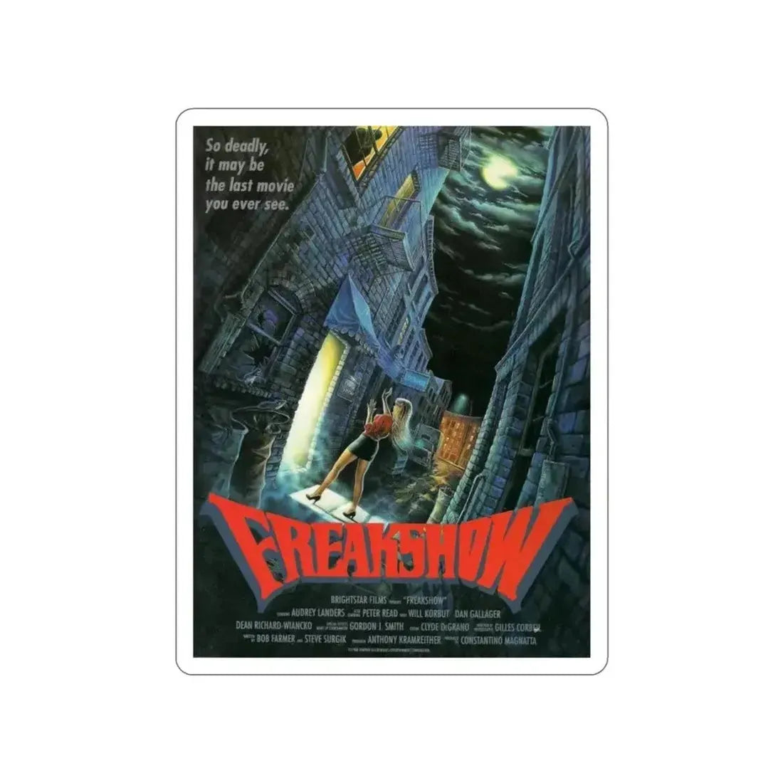 FREAKSHOW 1989 Movie Poster STICKER Vinyl Die-Cut Decal - The Sticker Space