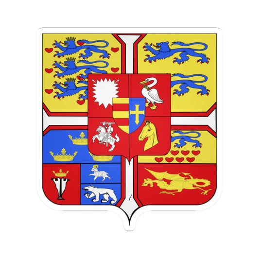 Frederic VI of Denmark Arms (Denmark) (Coat of Arms) STICKER Vinyl Kiss-Cut Decal 2 Inch White - The Sticker Space
