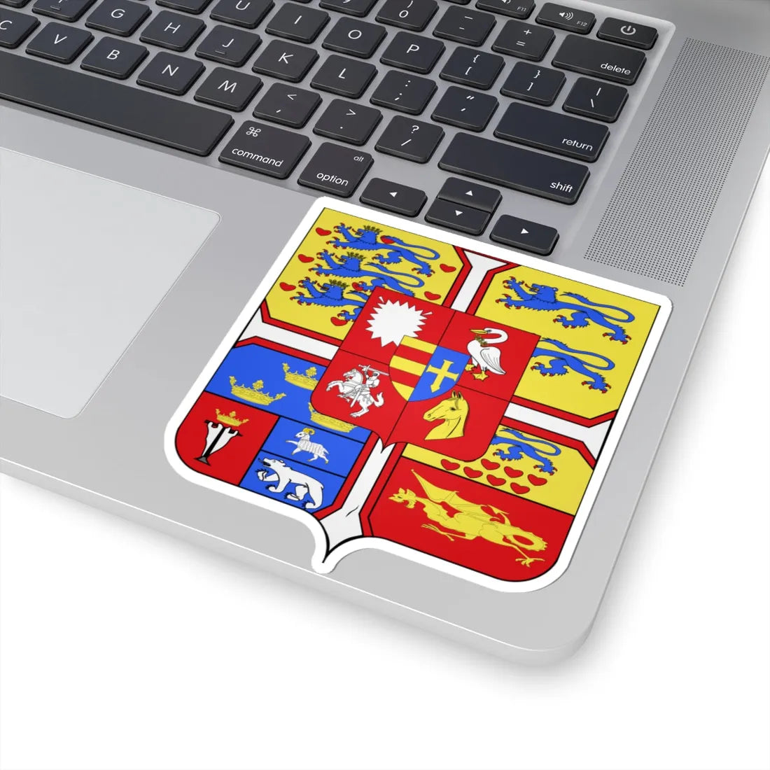 Frederic VI of Denmark Arms (Denmark) (Coat of Arms) STICKER Vinyl Kiss-Cut Decal - The Sticker Space