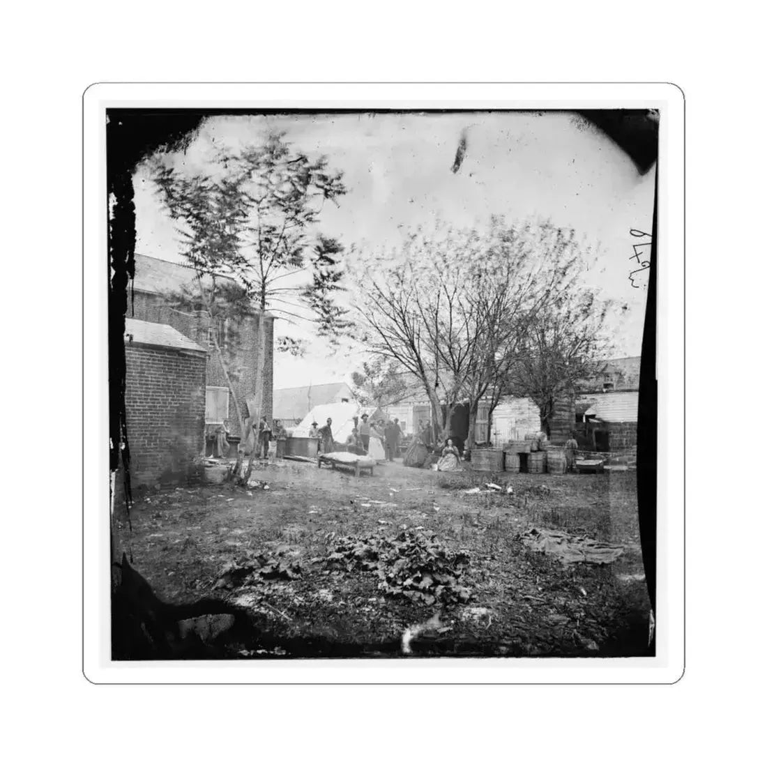 Fredericksburg, Va. Cooking Tent of the U.S. Sanitary Commission (U.S. Civil War) STICKER Vinyl Kiss-Cut Decal 4 Inch White - The Sticker Space