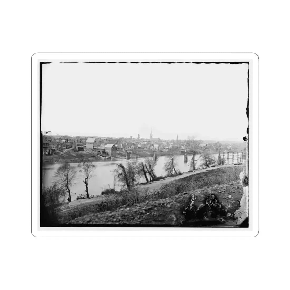 Fredericksburg, Va. View of Town From East Bank of the Rappahannock (U.S. Civil War) STICKER Vinyl Kiss-Cut Decal 4 Inch White - The Sticker Space