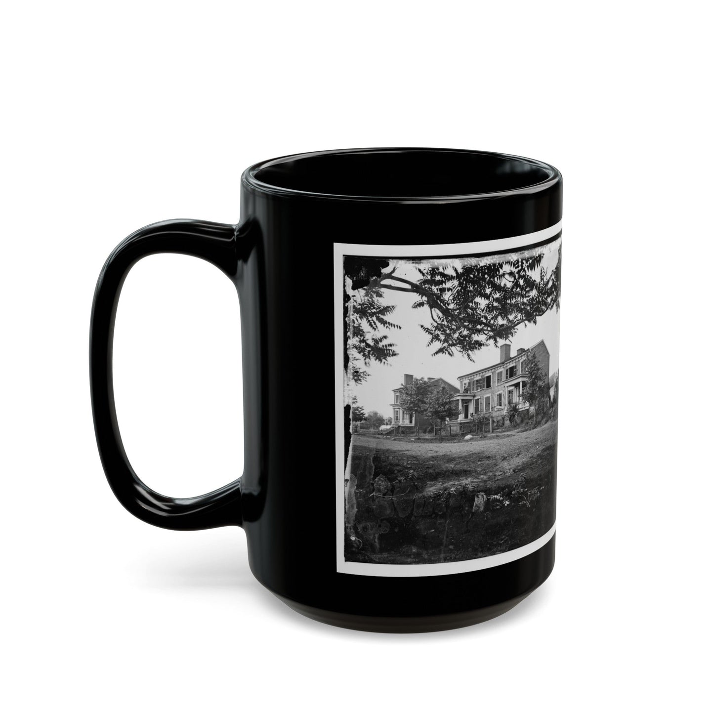 Fredericksburg, Va. Houses Damaged By The Shelling Of December 13, 1862 (U.S. Civil War) Black Coffee Mug-The Sticker Space