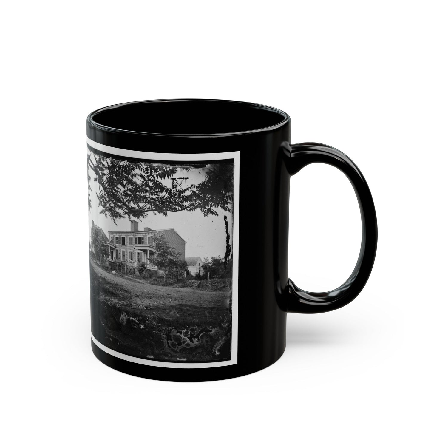 Fredericksburg, Va. Houses Damaged By The Shelling Of December 13, 1862 (U.S. Civil War) Black Coffee Mug-The Sticker Space