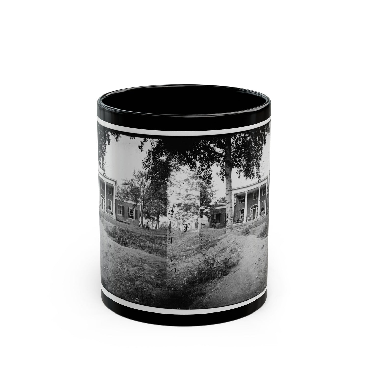 Fredericksburg, Va. Marye House, With Rifle Pits In Front (U.S. Civil War) Black Coffee Mug-11oz-The Sticker Space