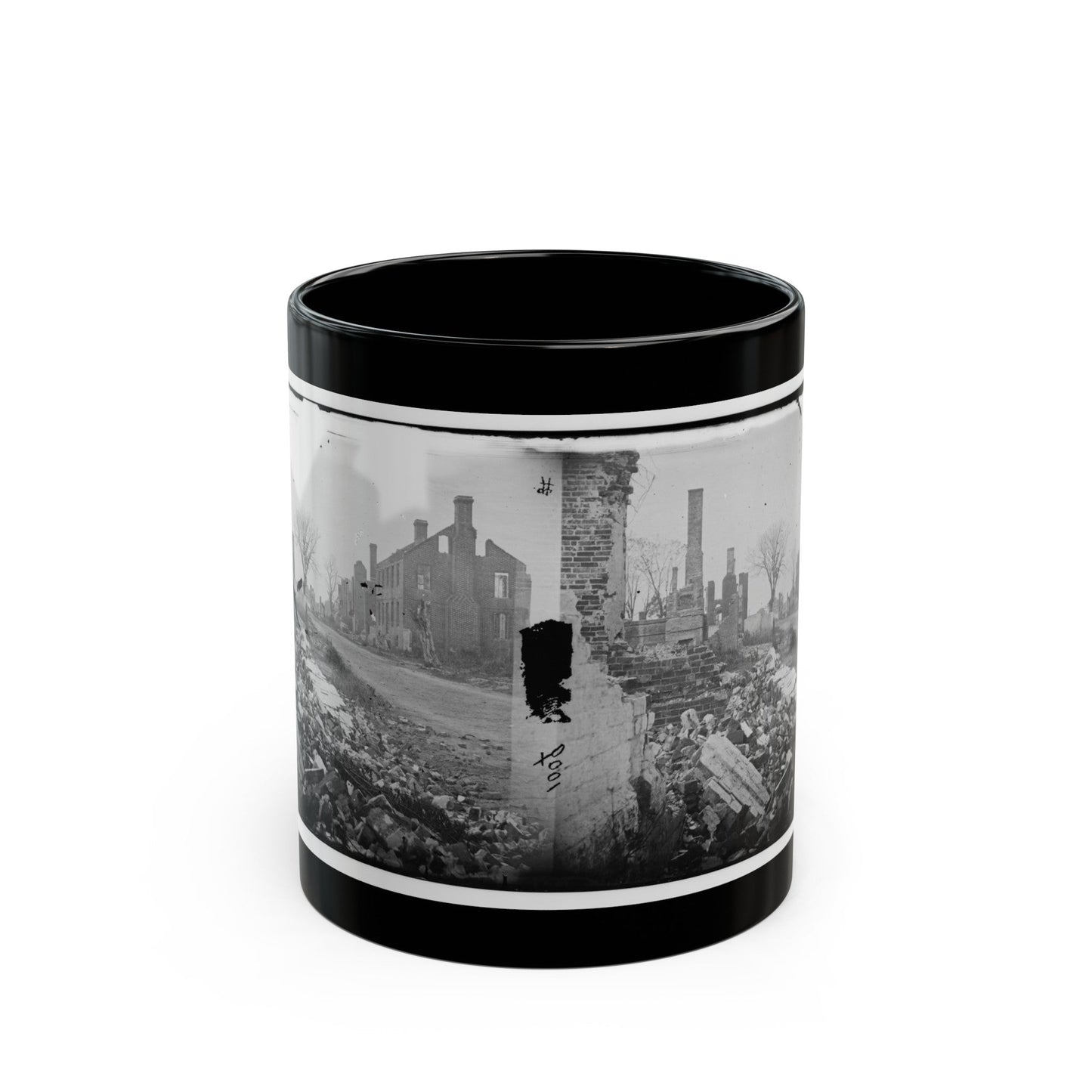 Fredericksburg, Virginia . Ruins Of Houses (U.S. Civil War) Black Coffee Mug-11oz-The Sticker Space