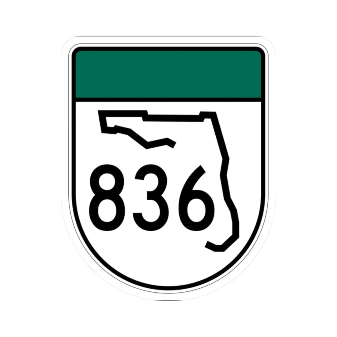 Free Florida 836 (Florida) (Road Sign) STICKER Vinyl Kiss-Cut Decal 2 Inch White - The Sticker Space