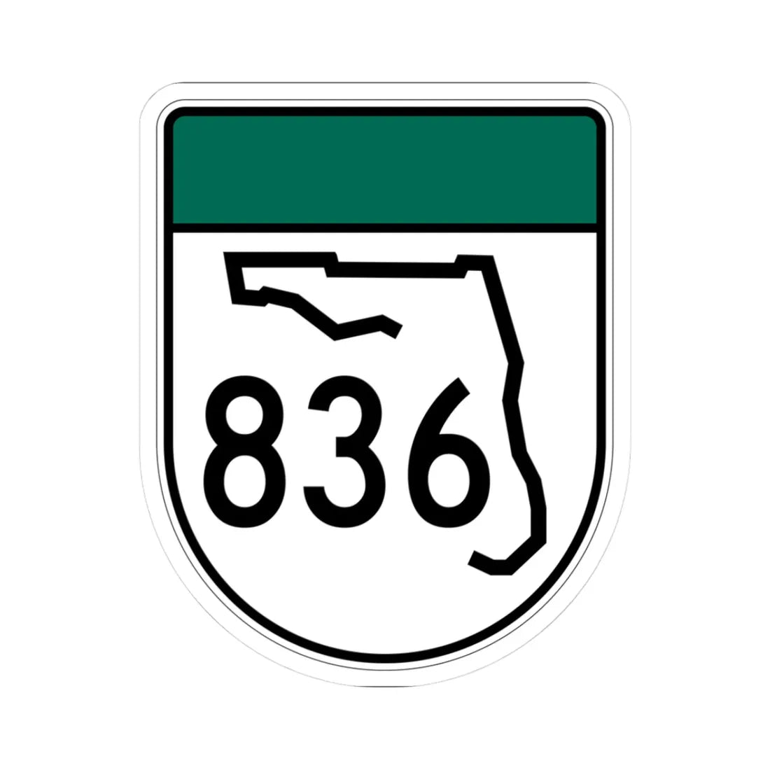 Free Florida 836 (Florida) (Road Sign) STICKER Vinyl Kiss-Cut Decal 3 Inch White - The Sticker Space