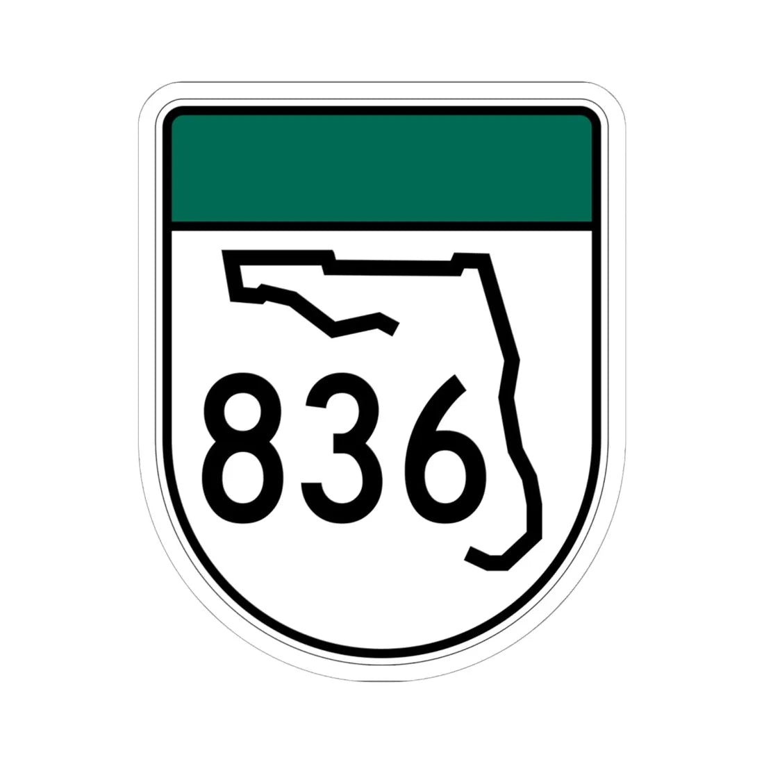 Free Florida 836 (Florida) (Road Sign) STICKER Vinyl Kiss-Cut Decal 6 Inch White - The Sticker Space