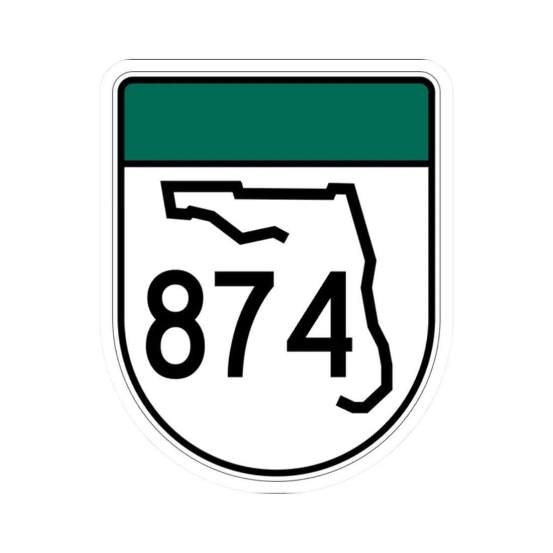 Free Florida 874 (Florida) (Road Sign) STICKER Vinyl Kiss-Cut Decal 2 Inch White - The Sticker Space