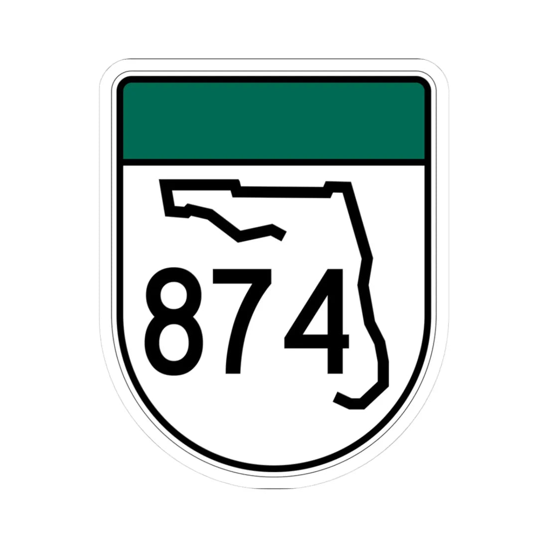 Free Florida 874 (Florida) (Road Sign) STICKER Vinyl Kiss-Cut Decal 3 Inch White - The Sticker Space