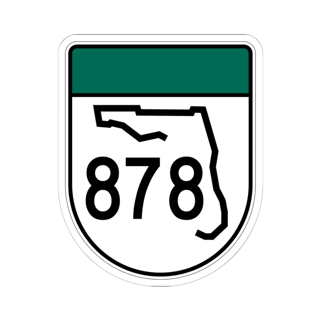 Free Florida 878 (Florida) (Road Sign) STICKER Vinyl Kiss-Cut Decal 6 Inch White - The Sticker Space