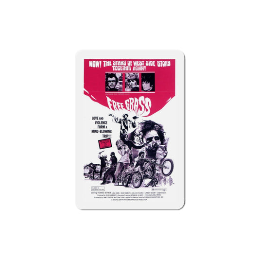 Free Grass 1969 Movie Poster Die-Cut Magnet-3 Inch-The Sticker Space