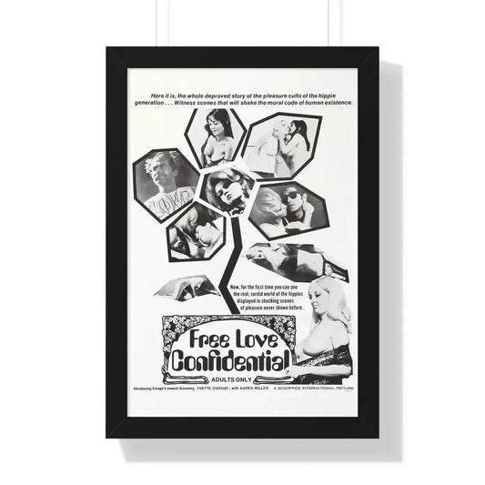 FREE LOVE CONFIDENTIAL 1967 - Framed Movie Poster 16″ x 24″ Black - The Sticker Space