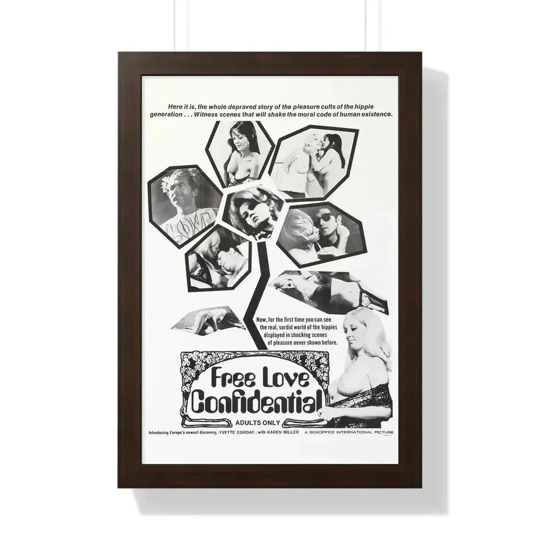 FREE LOVE CONFIDENTIAL 1967 - Framed Movie Poster 16″ x 24″ Walnut - The Sticker Space