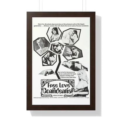 FREE LOVE CONFIDENTIAL 1967 - Framed Movie Poster 16″ x 24″ Walnut - The Sticker Space