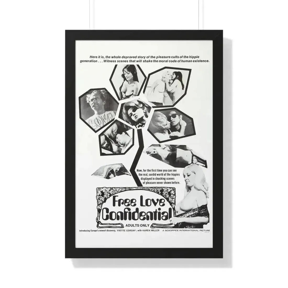 FREE LOVE CONFIDENTIAL 1967 - Framed Movie Poster 20" x 30" Black - The Sticker Space
