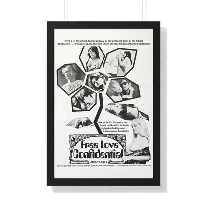 FREE LOVE CONFIDENTIAL 1967 - Framed Movie Poster 20" x 30" Black - The Sticker Space