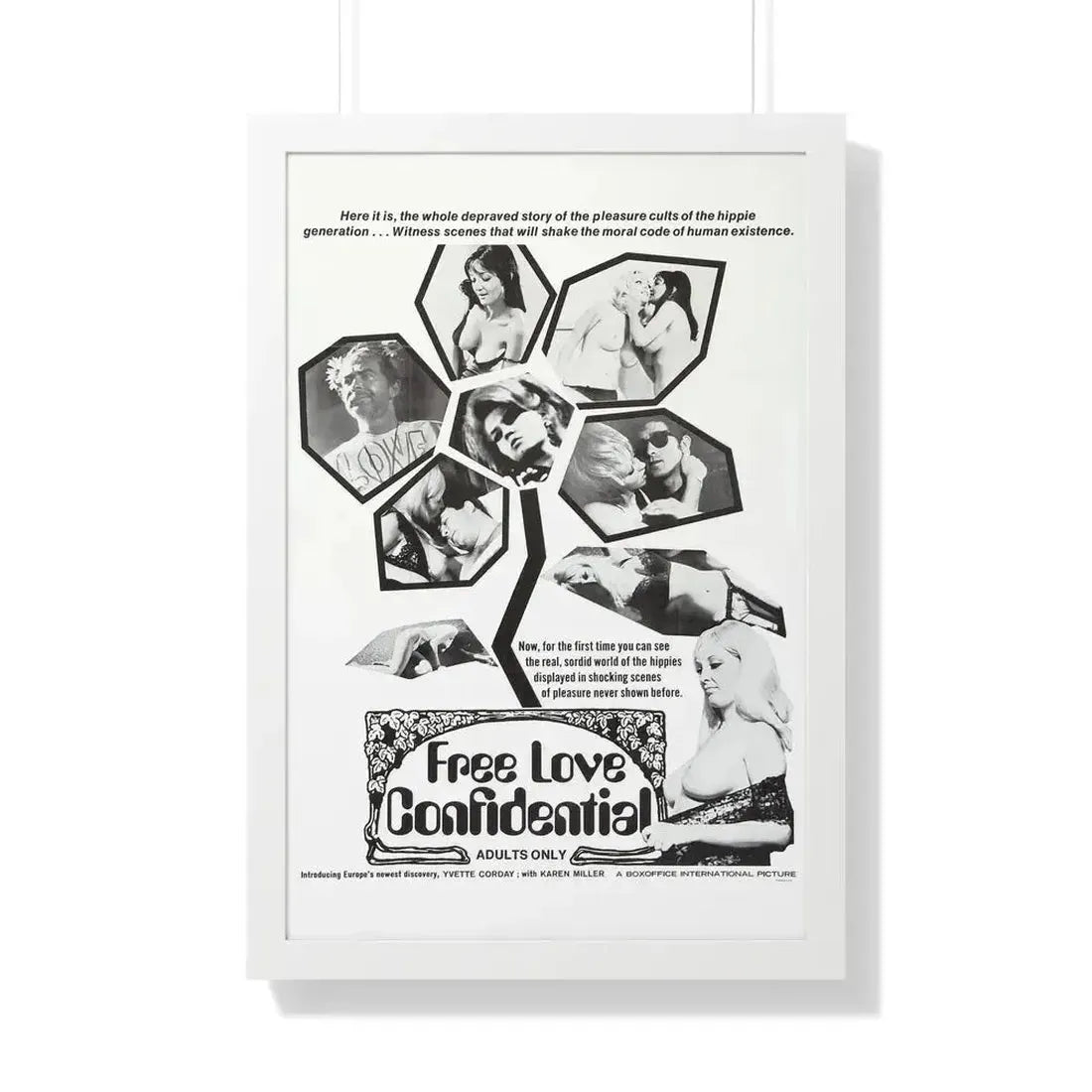 FREE LOVE CONFIDENTIAL 1967 - Framed Movie Poster 20" x 30" White - The Sticker Space