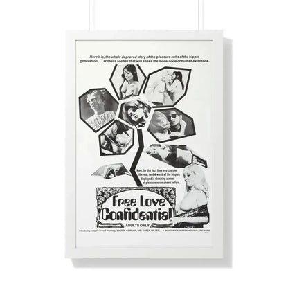 FREE LOVE CONFIDENTIAL 1967 - Framed Movie Poster 20" x 30" White - The Sticker Space