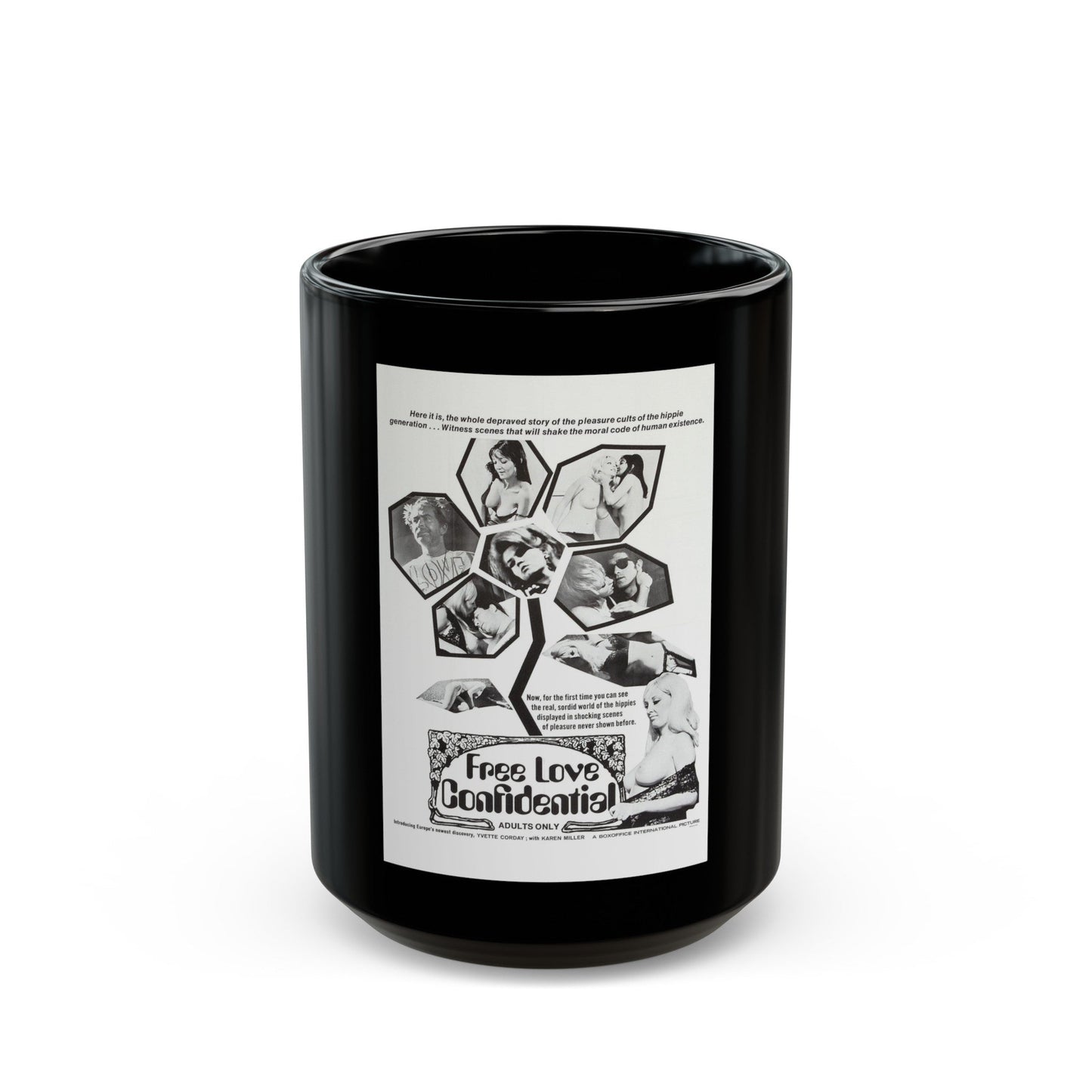 FREE LOVE CONFIDENTIAL 1967 Movie Poster - Black Coffee Mug-15oz-The Sticker Space