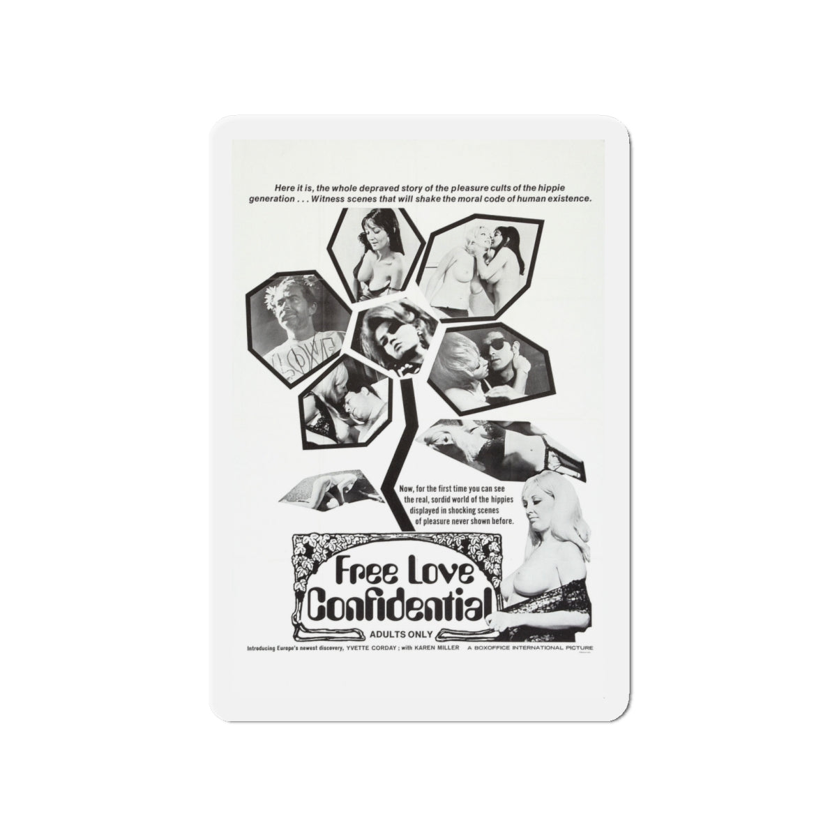 FREE LOVE CONFIDENTIAL 1967 Movie Poster - Die-Cut Magnet-4" x 4"-The Sticker Space