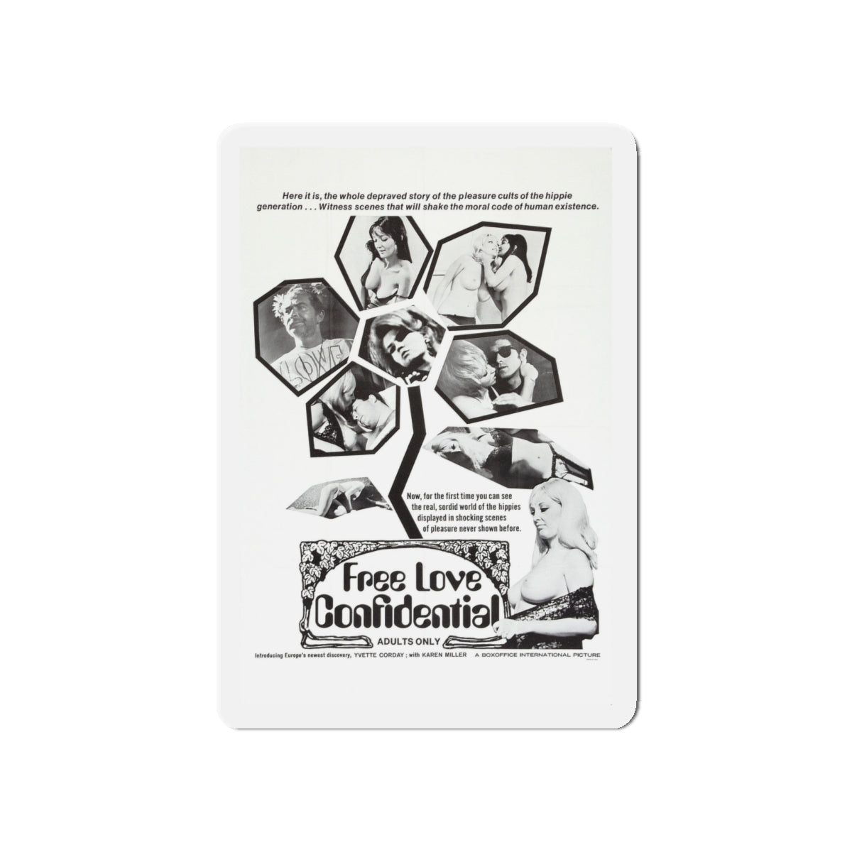 FREE LOVE CONFIDENTIAL 1967 Movie Poster - Die-Cut Magnet-5" x 5"-The Sticker Space