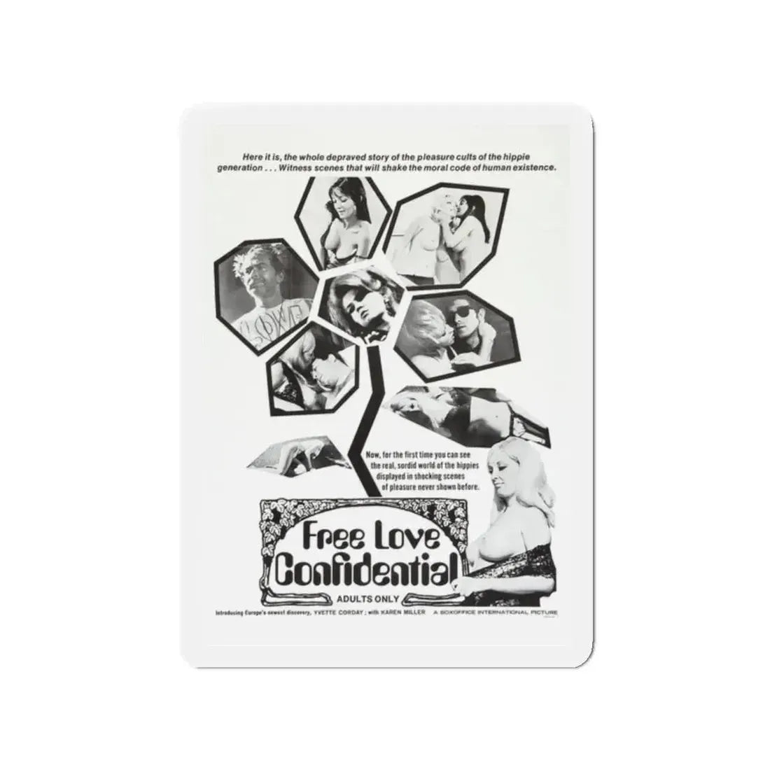 FREE LOVE CONFIDENTIAL 1967 Movie Poster - Refrigerator Magnet 2 Inch - The Sticker Space