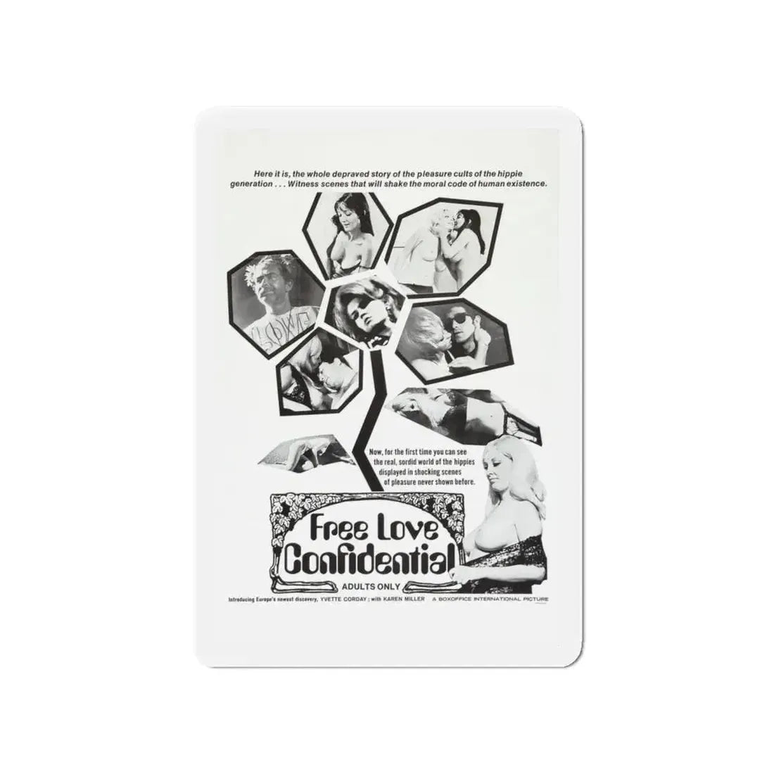 FREE LOVE CONFIDENTIAL 1967 Movie Poster - Refrigerator Magnet 4 Inch - The Sticker Space