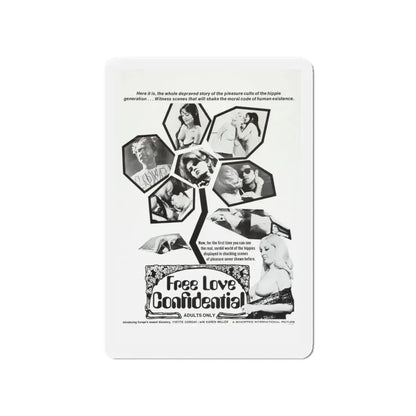 FREE LOVE CONFIDENTIAL 1967 Movie Poster - Refrigerator Magnet 4 Inch - The Sticker Space
