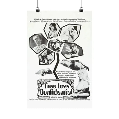 FREE LOVE CONFIDENTIAL 1967 - Paper Movie Poster 12″ x 18″ Matte - The Sticker Space